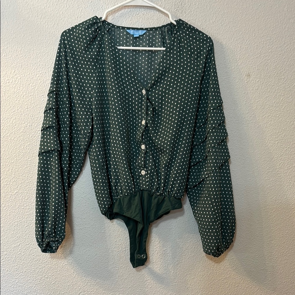Draper James Green Puff Sleeve Bodysuit